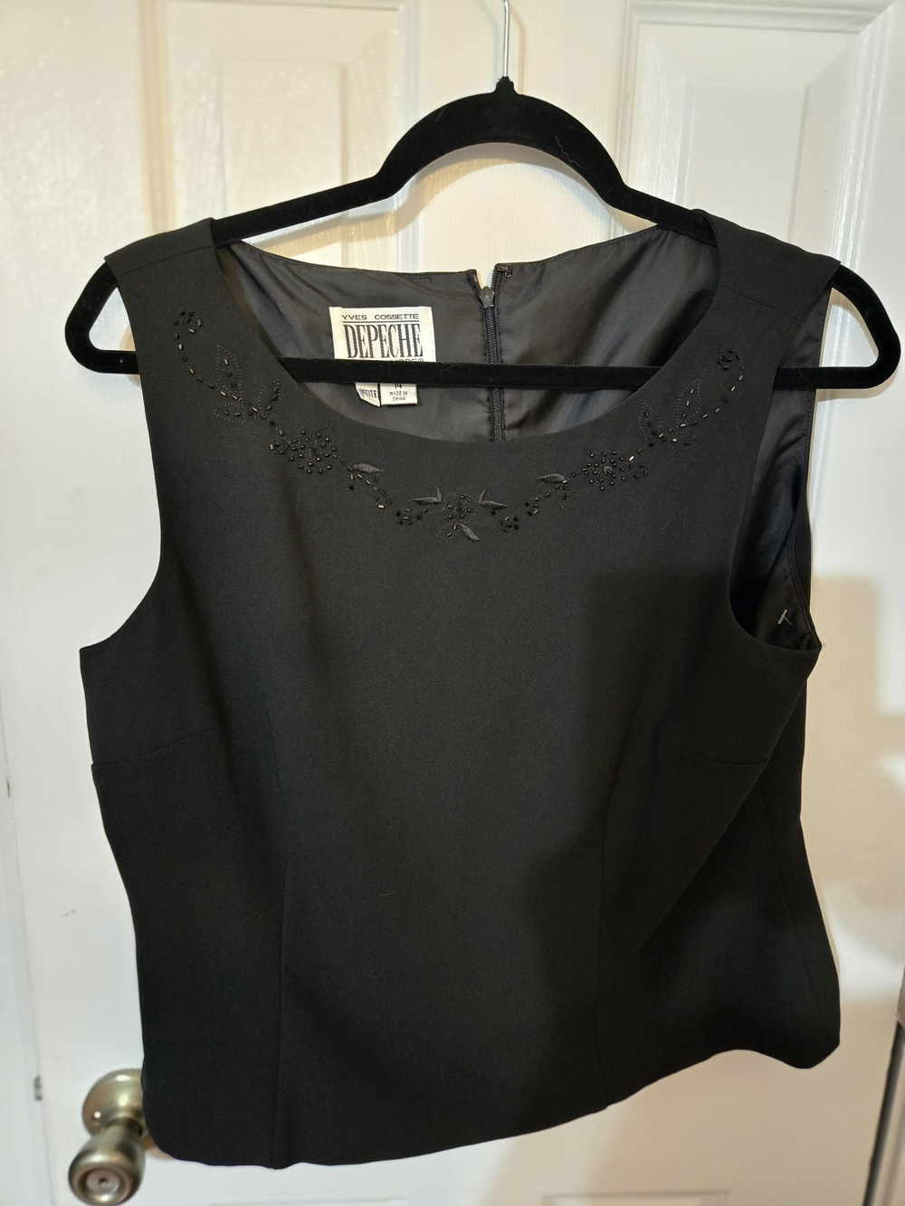 Depeche Black Beaded Scoop-Neck Tank
